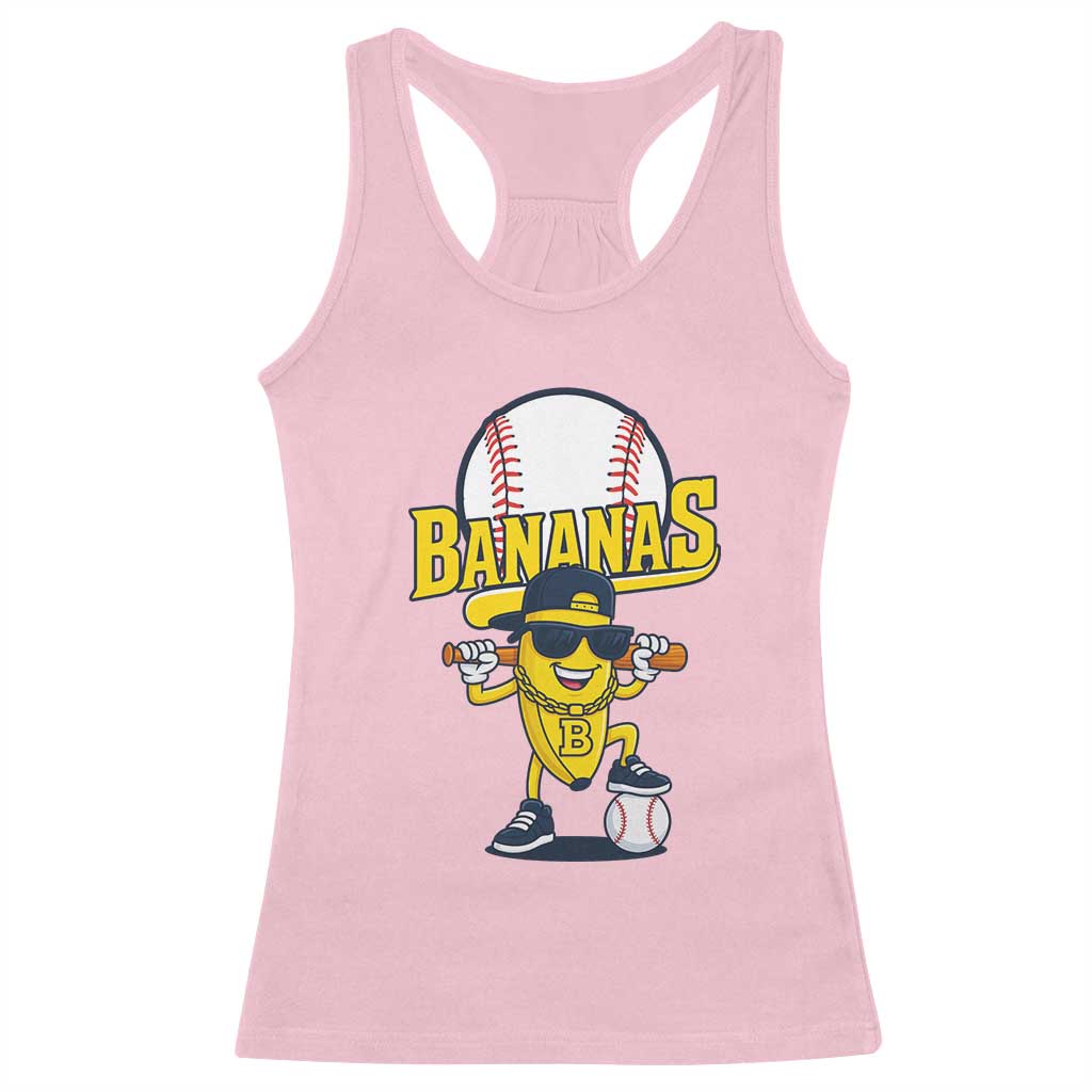 Cool Banana Playing Baseball Racerback Tank Top Funny Fruit Sports Gift - Wonder Print Shop