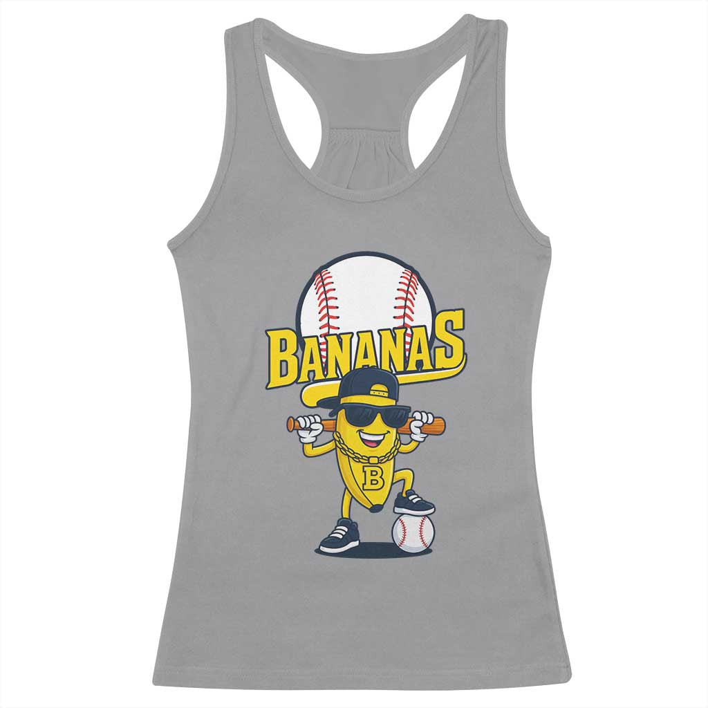 Cool Banana Playing Baseball Racerback Tank Top Funny Fruit Sports Gift - Wonder Print Shop