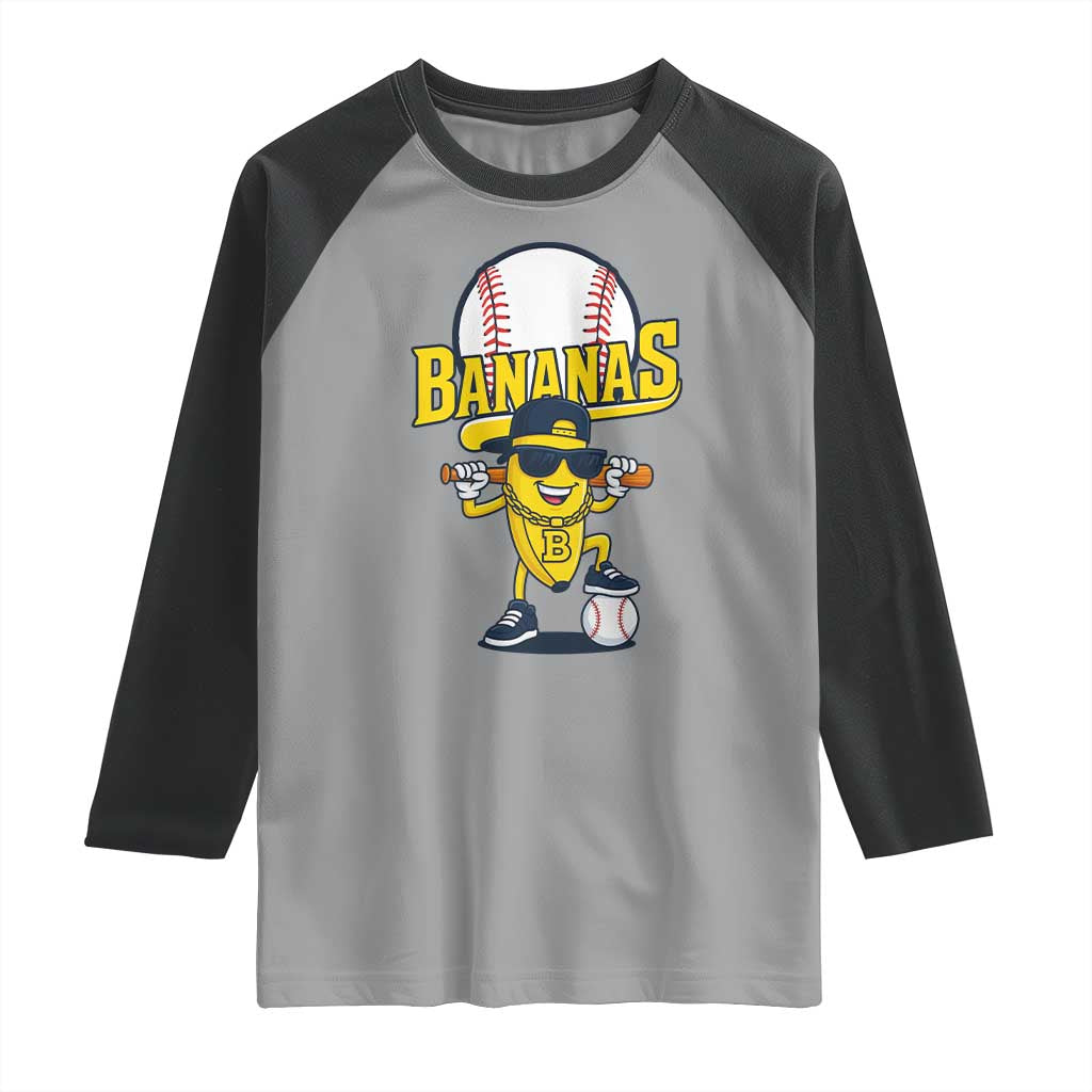 Cool Banana Playing Baseball Raglan Shirt Funny Fruit Sports Gift - Wonder Print Shop