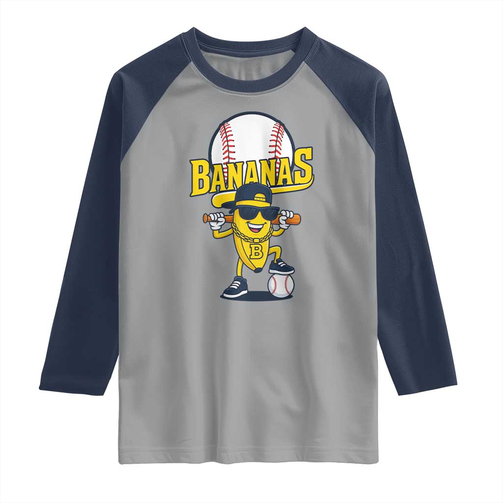 Cool Banana Playing Baseball Raglan Shirt Funny Fruit Sports Gift - Wonder Print Shop