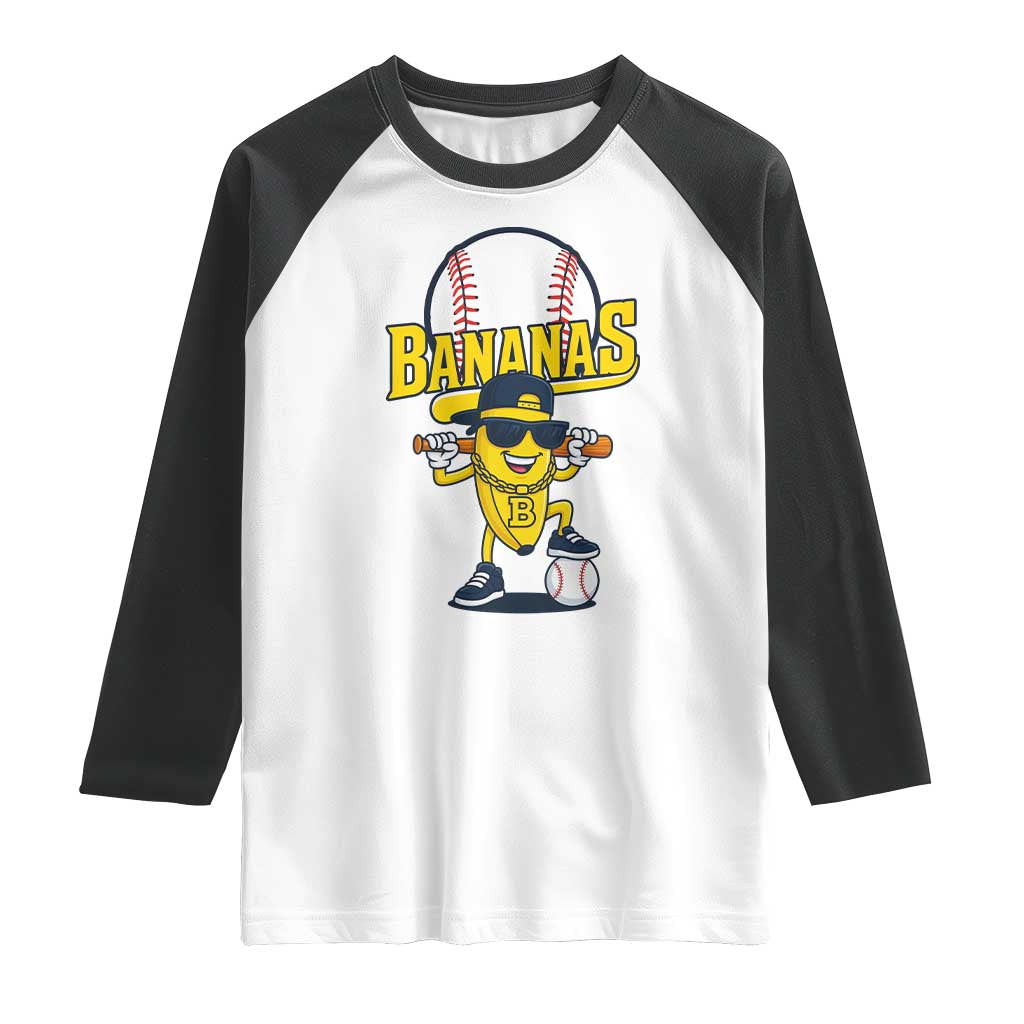 Cool Banana Playing Baseball Raglan Shirt Funny Fruit Sports Gift - Wonder Print Shop