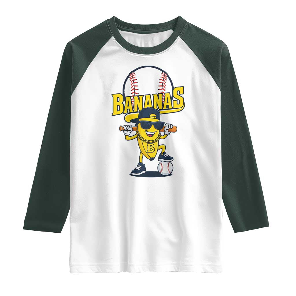 Cool Banana Playing Baseball Raglan Shirt Funny Fruit Sports Gift - Wonder Print Shop