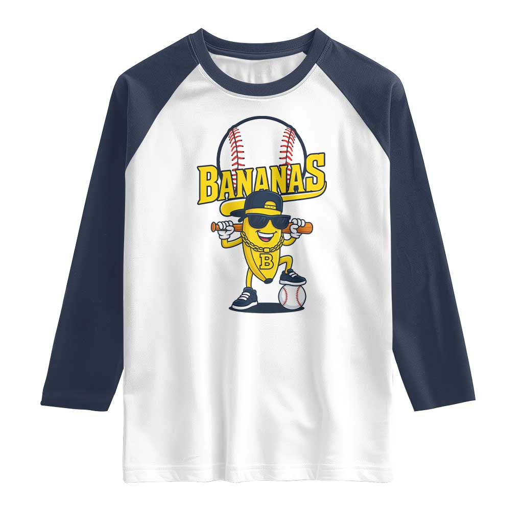 Cool Banana Playing Baseball Raglan Shirt Funny Fruit Sports Gift - Wonder Print Shop