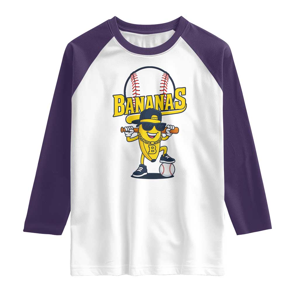 Cool Banana Playing Baseball Raglan Shirt Funny Fruit Sports Gift - Wonder Print Shop