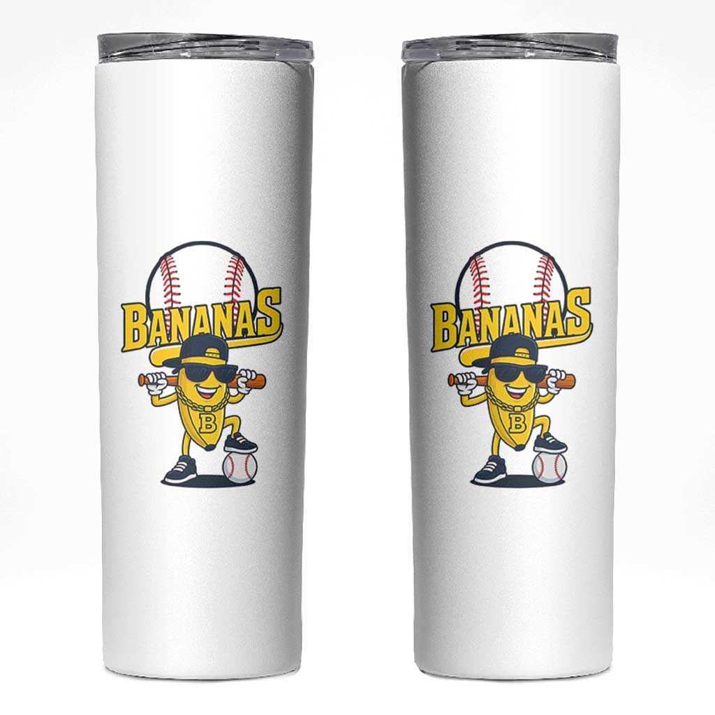 Cool Banana Playing Baseball Skinny Tumbler Funny Fruit Sports Gift