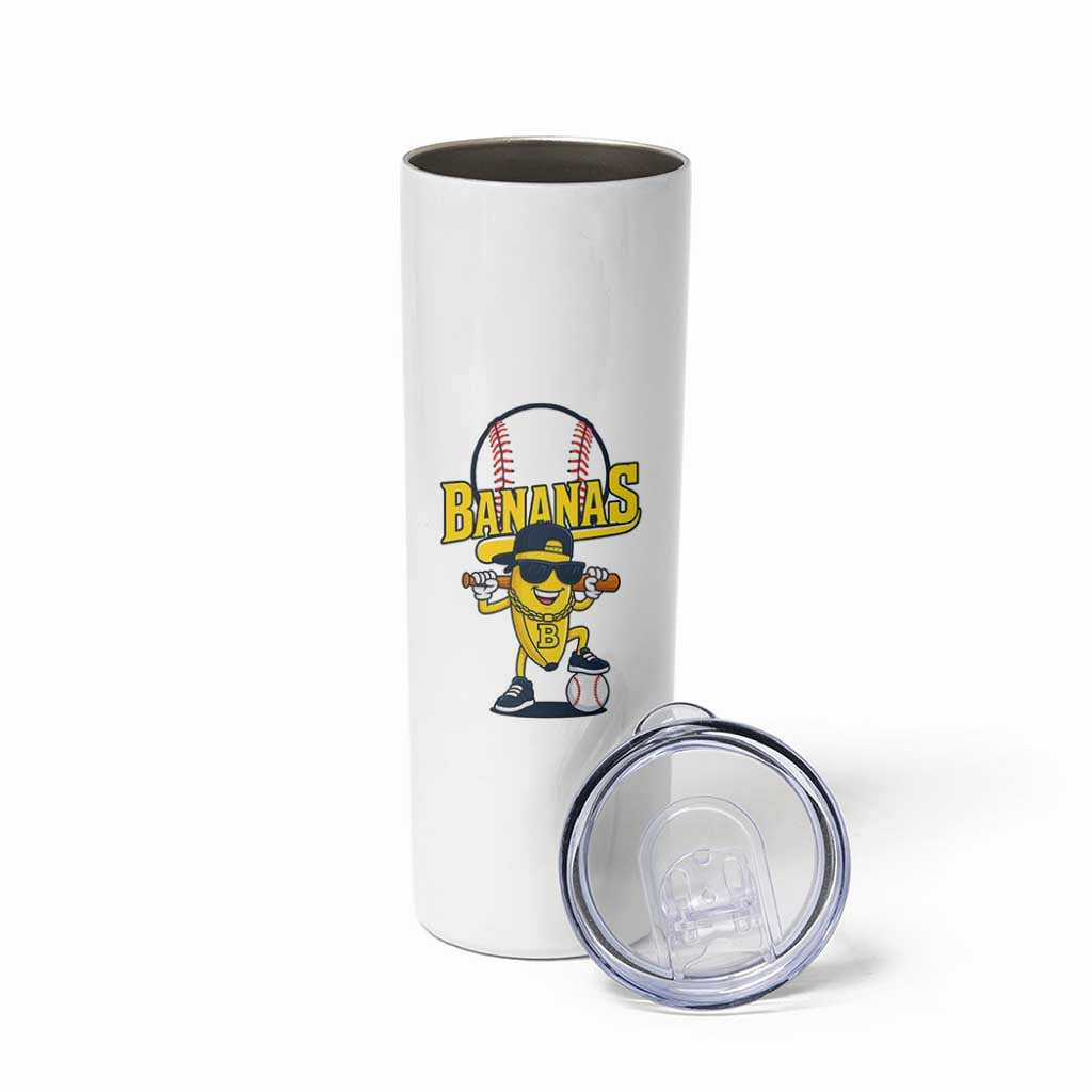 Cool Banana Playing Baseball Skinny Tumbler Funny Fruit Sports Gift
