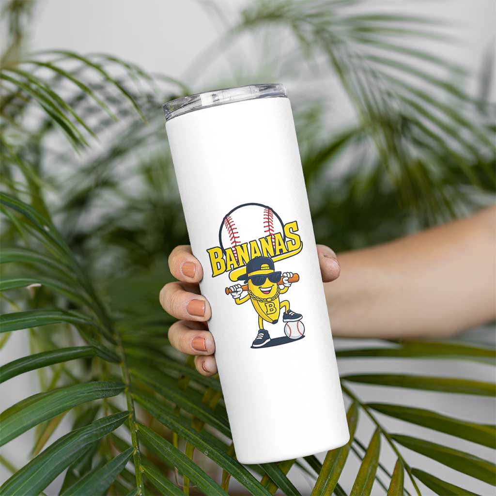 Cool Banana Playing Baseball Skinny Tumbler Funny Fruit Sports Gift