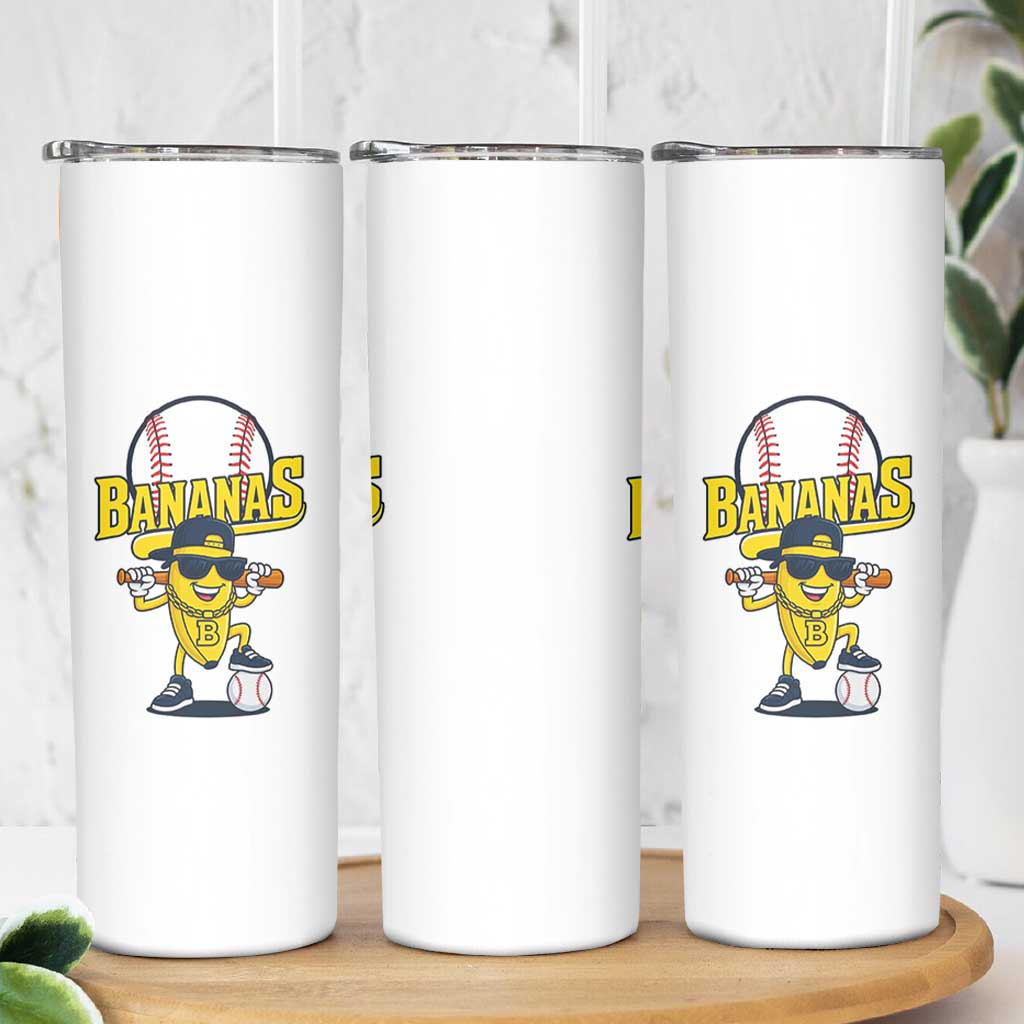 Cool Banana Playing Baseball Skinny Tumbler Funny Fruit Sports Gift