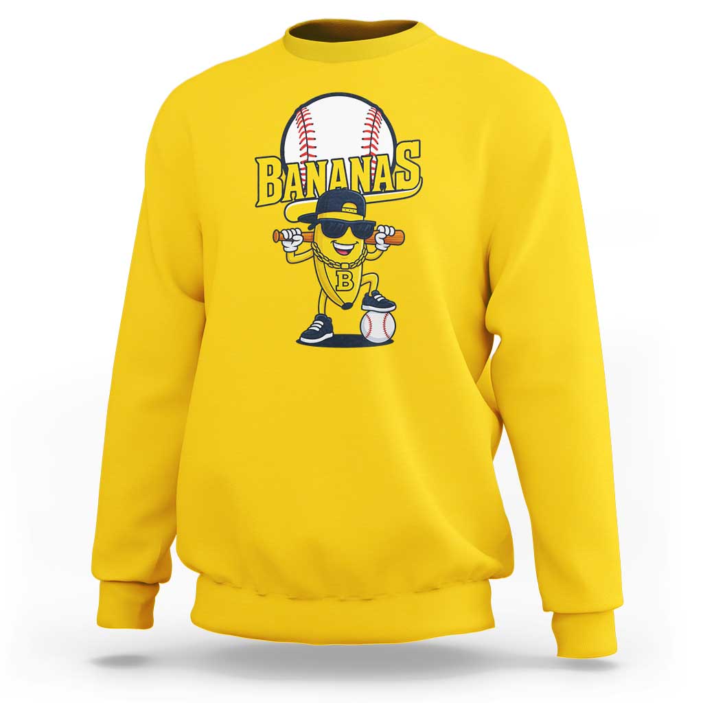 Cool Banana Playing Baseball Sweatshirt Funny Fruit Sports Gift - Wonder Print Shop