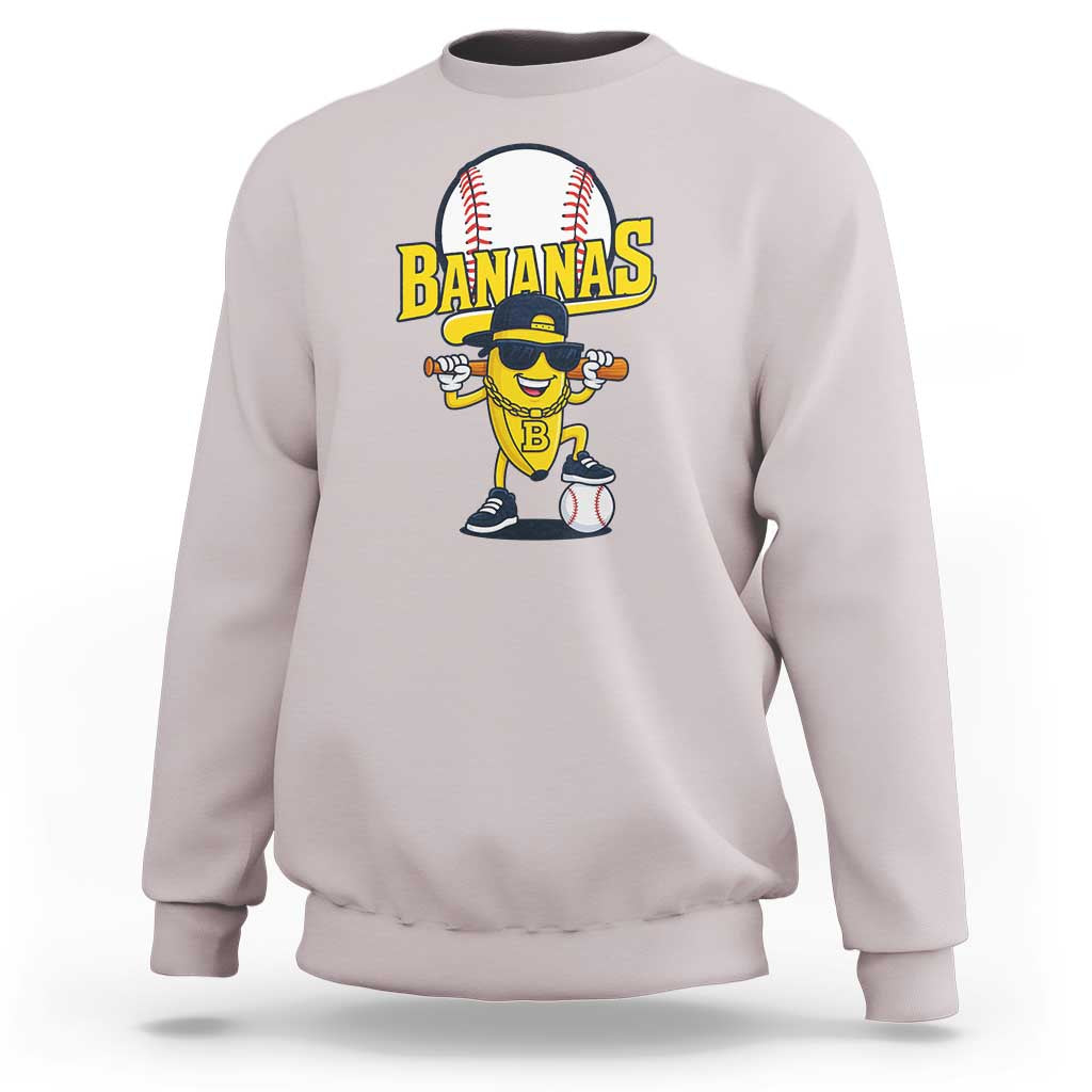Cool Banana Playing Baseball Sweatshirt Funny Fruit Sports Gift - Wonder Print Shop