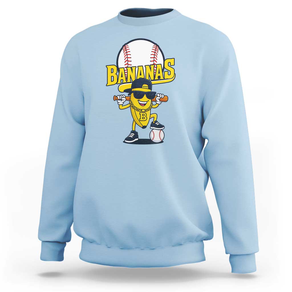 Cool Banana Playing Baseball Sweatshirt Funny Fruit Sports Gift - Wonder Print Shop