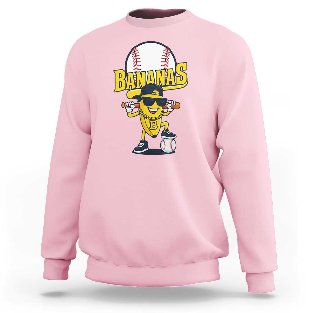 Cool Banana Playing Baseball Sweatshirt Funny Fruit Sports Gift - Wonder Print Shop