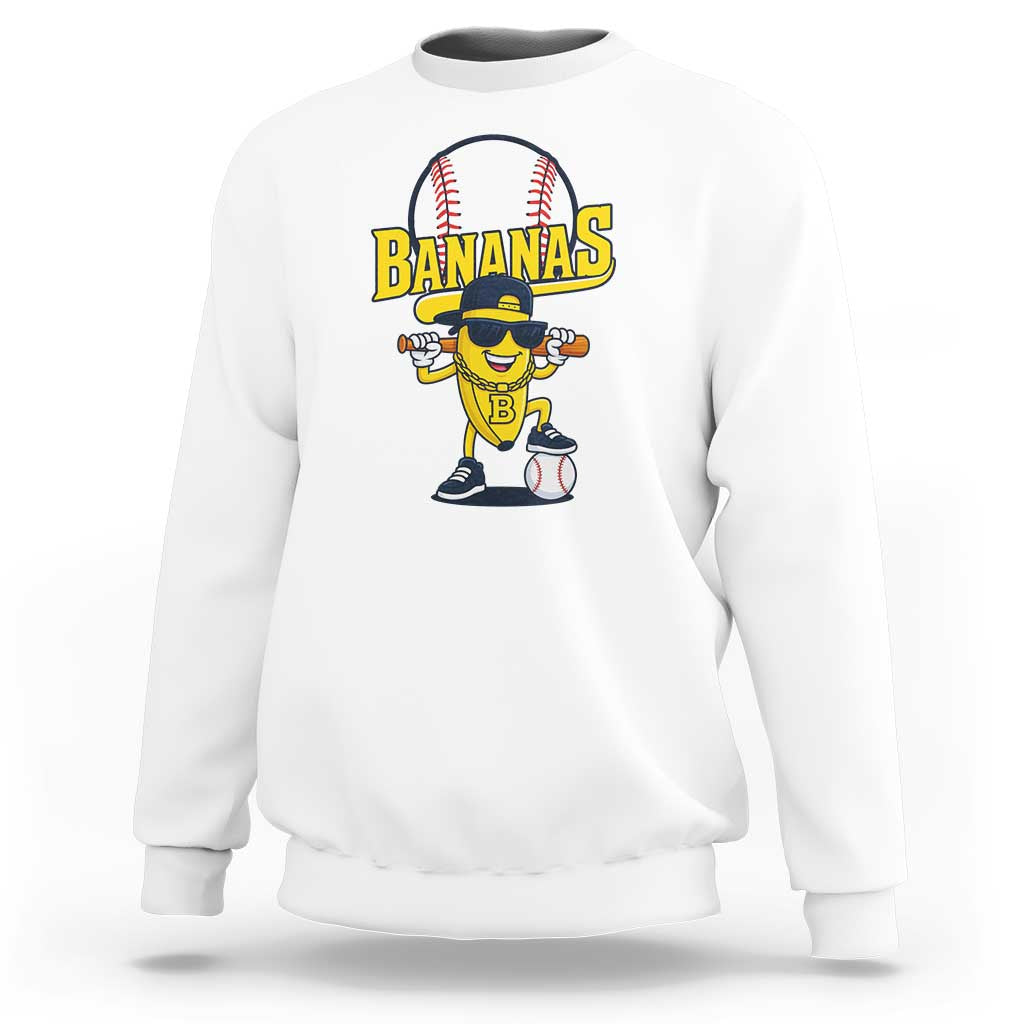 Cool Banana Playing Baseball Sweatshirt Funny Fruit Sports Gift - Wonder Print Shop