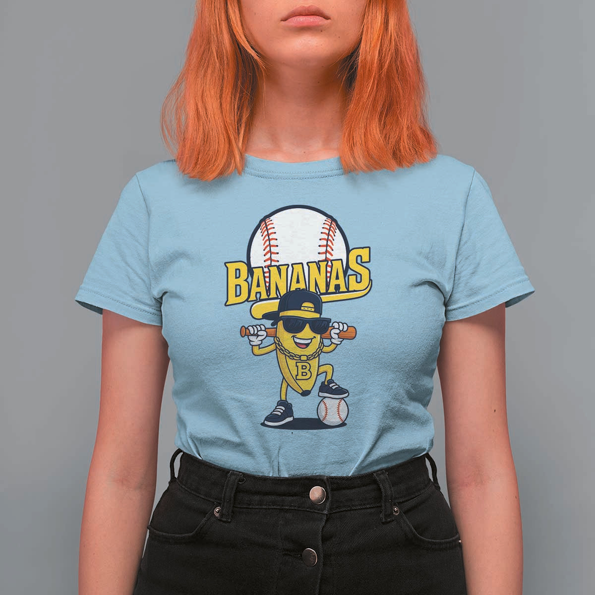 Cool Banana Playing Baseball T Shirt For Women Funny Fruit Sports Gift - Wonder Print Shop