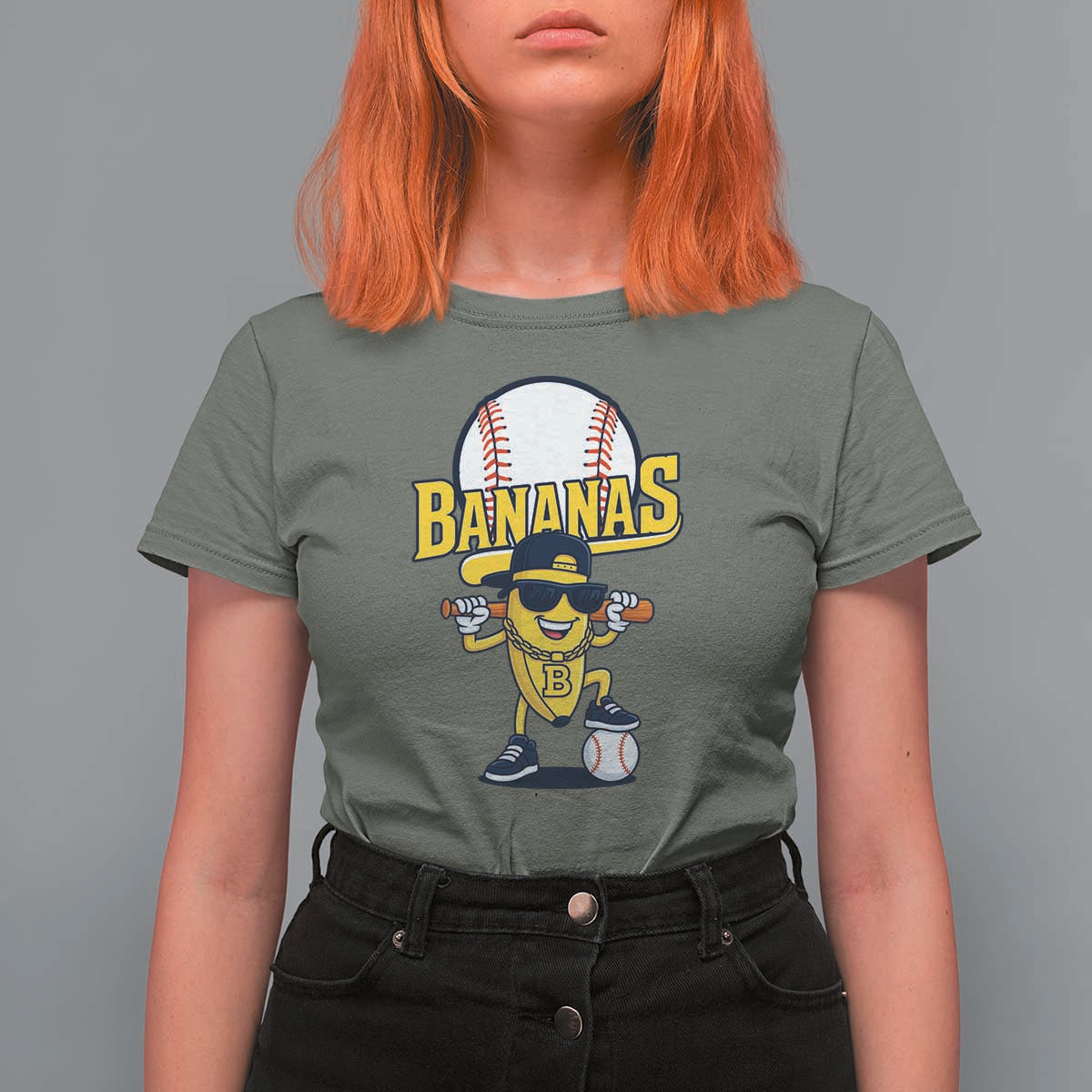 Cool Banana Playing Baseball T Shirt For Women Funny Fruit Sports Gift - Wonder Print Shop