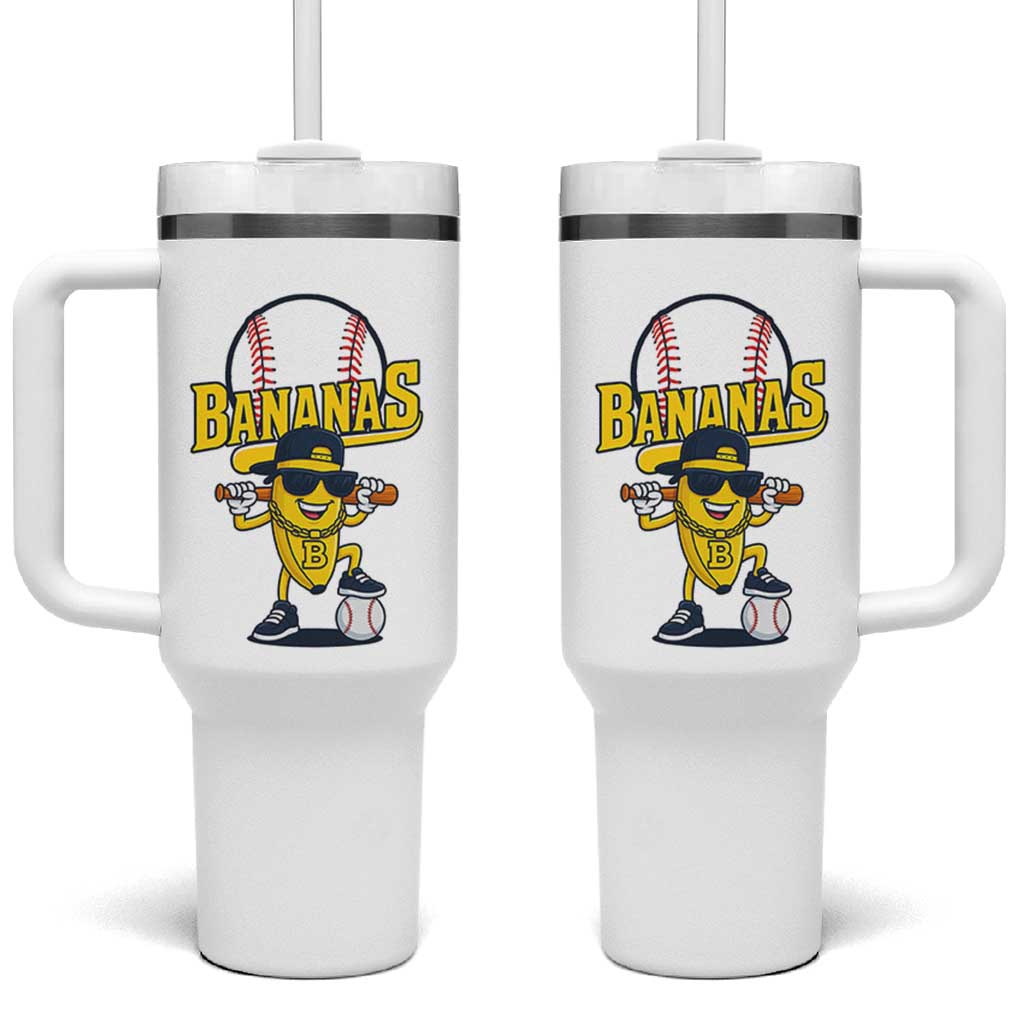 Cool Banana Playing Baseball Tumbler With Handle Funny Fruit Sports Gift