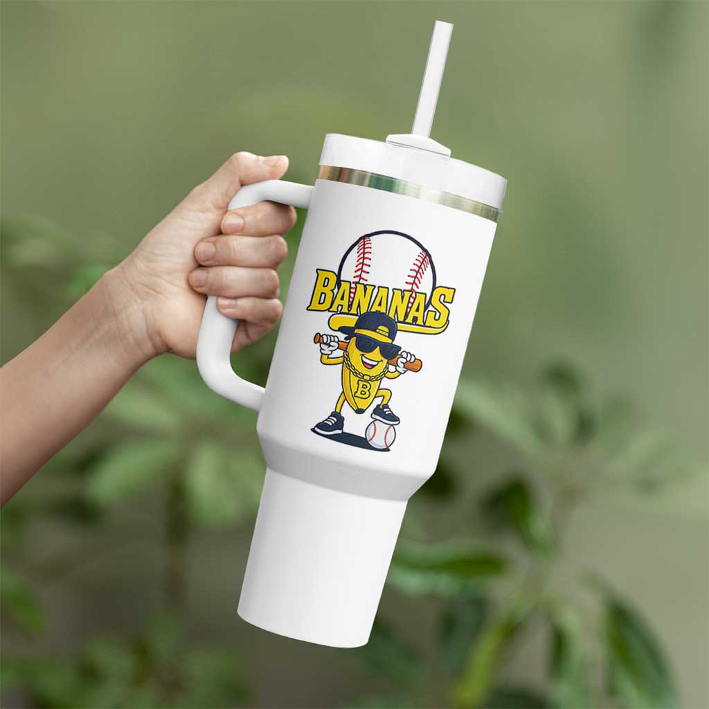 Cool Banana Playing Baseball Tumbler With Handle Funny Fruit Sports Gift