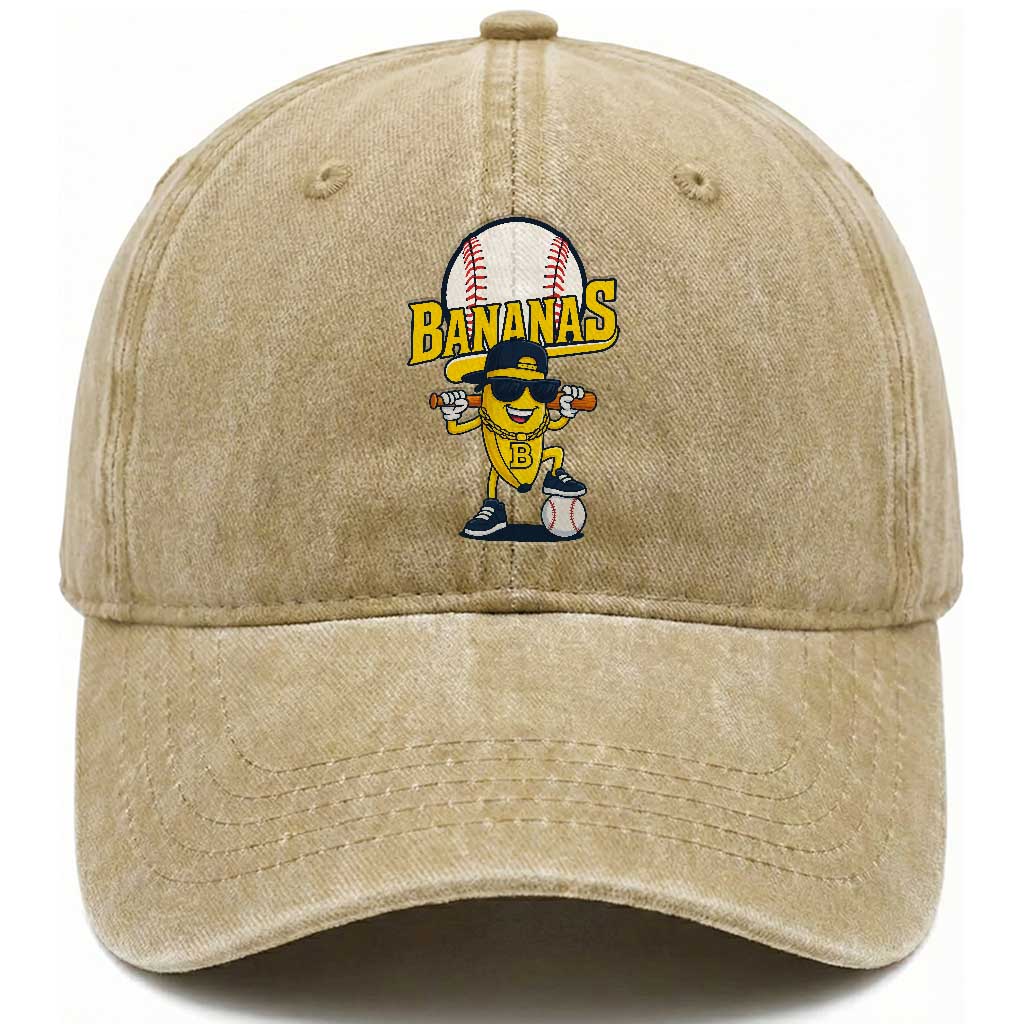Cool Banana Playing Baseball Washed Cotton Baseball Cap Funny Fruit Sports Gift