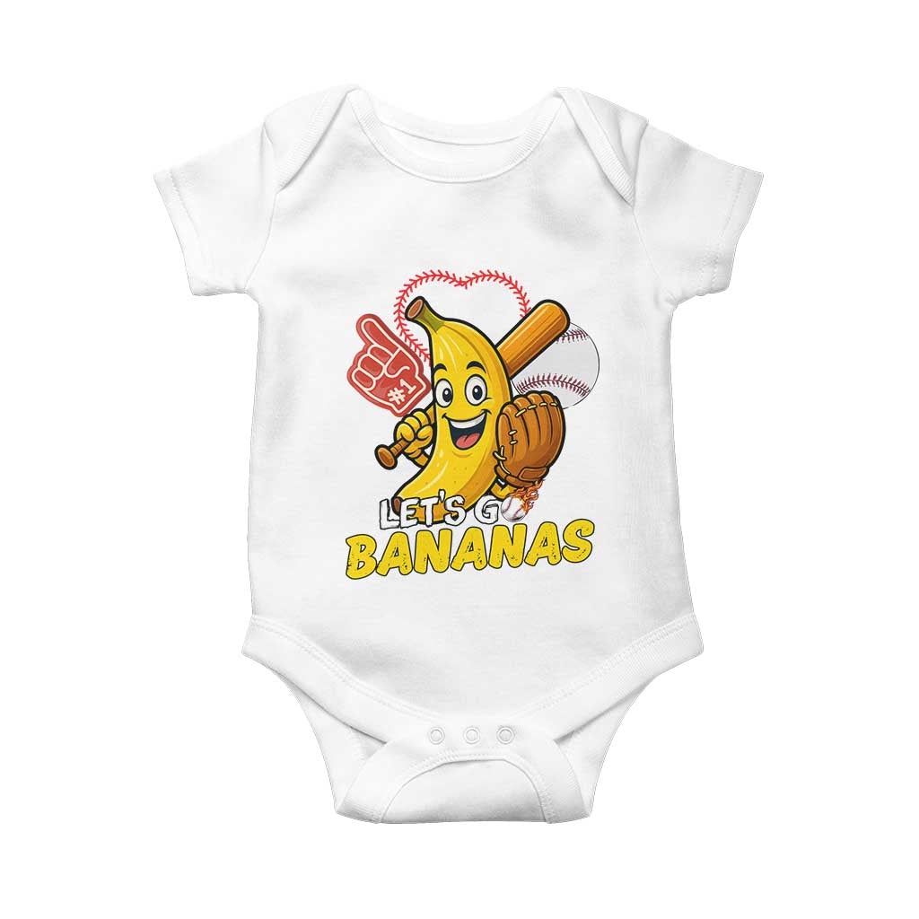 Funny Baseball Baby Onesie Lets Go Bananas Fruit Sports Lover Gift - Wonder Print Shop