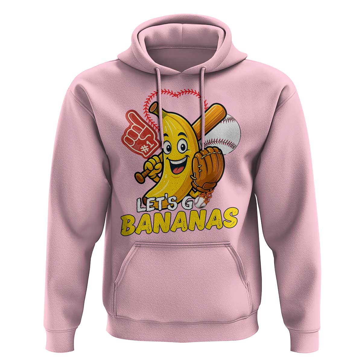 Funny Baseball Hoodie Lets Go Bananas Fruit Sports Lover Gift - Wonder Print Shop