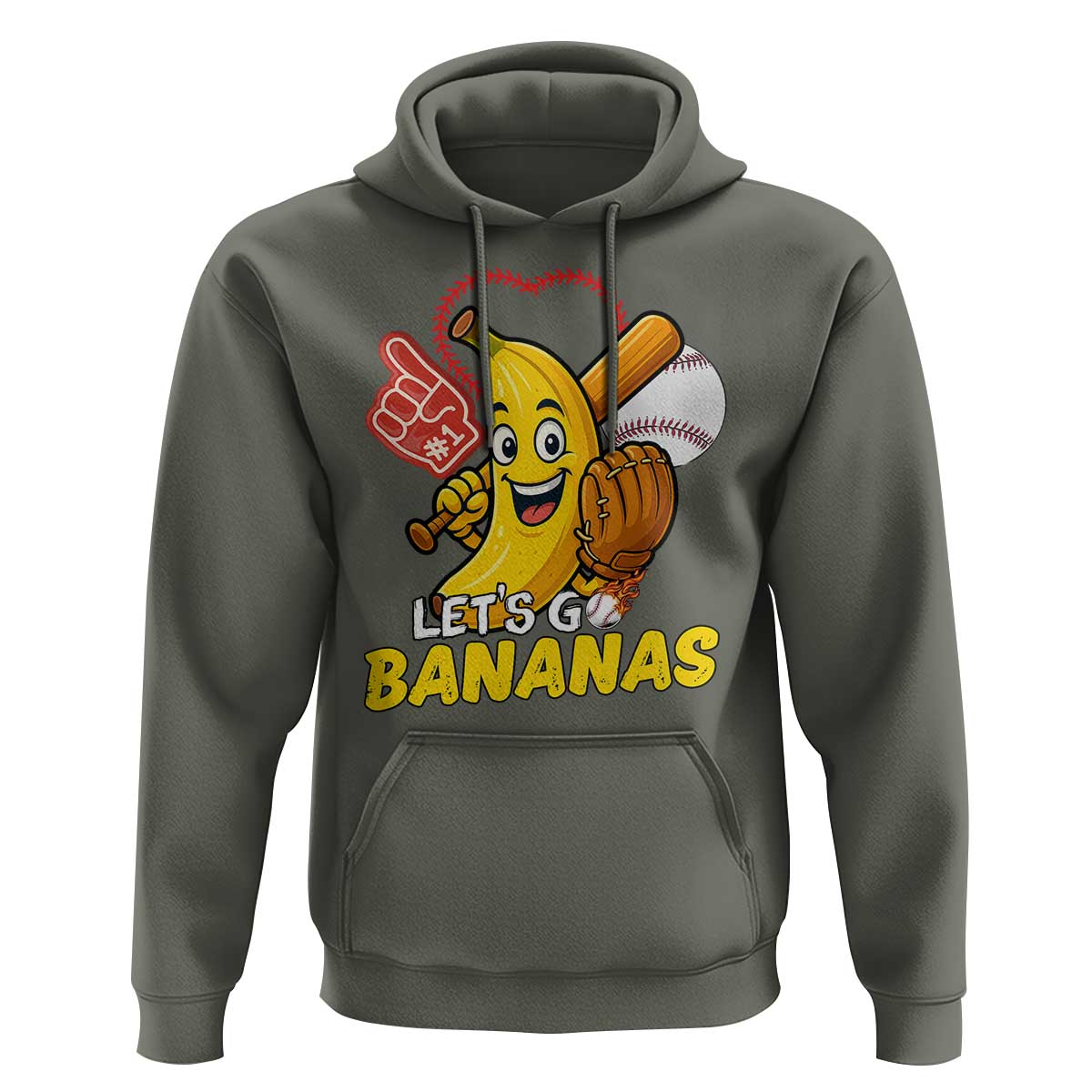 Funny Baseball Hoodie Lets Go Bananas Fruit Sports Lover Gift - Wonder Print Shop