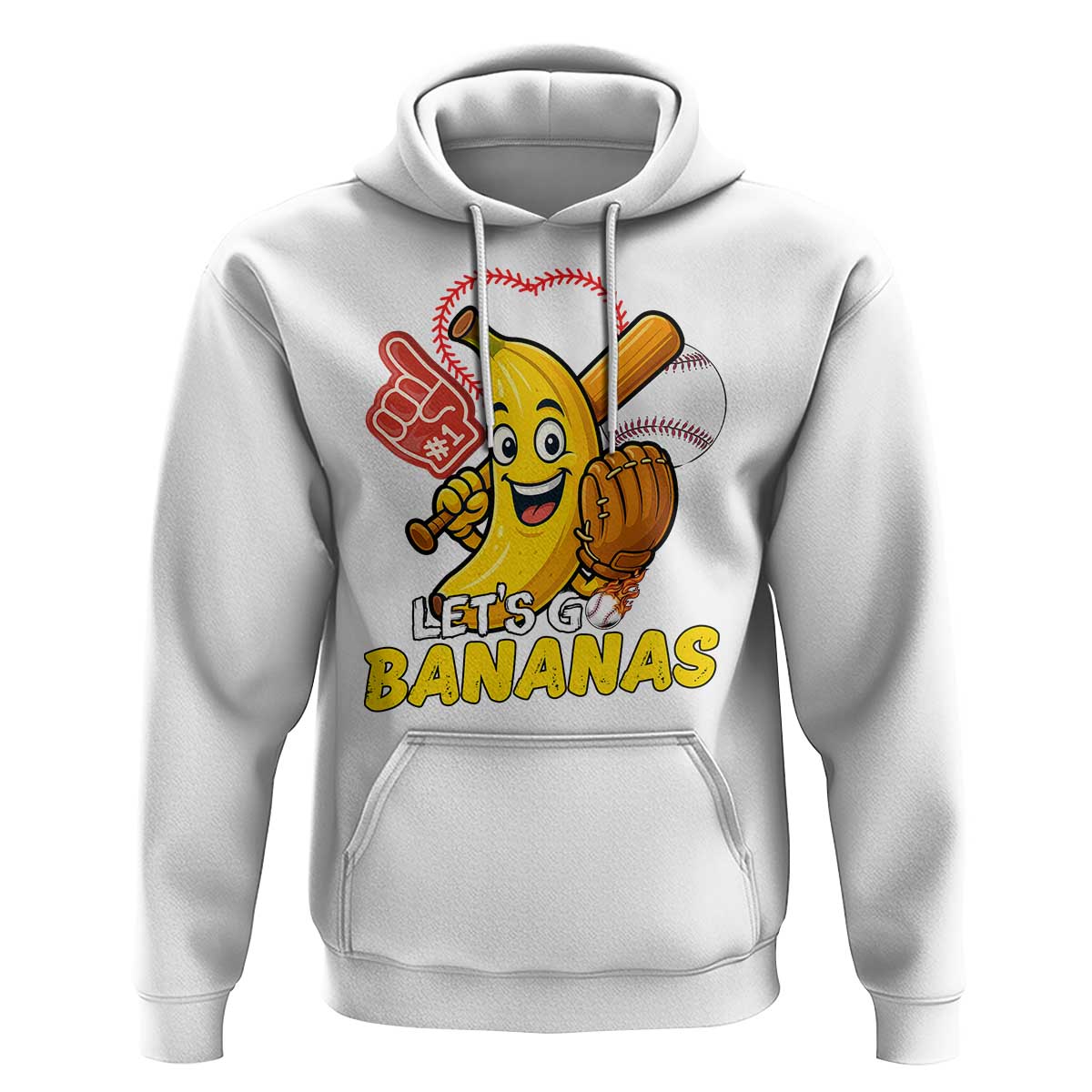 Funny Baseball Hoodie Lets Go Bananas Fruit Sports Lover Gift - Wonder Print Shop