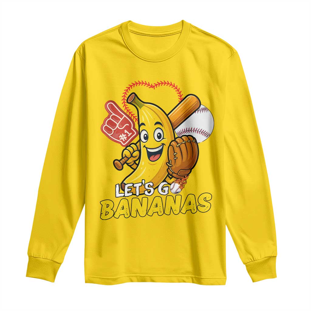 Funny Baseball Long Sleeve Shirt Lets Go Bananas Fruit Sports Lover Gift - Wonder Print Shop