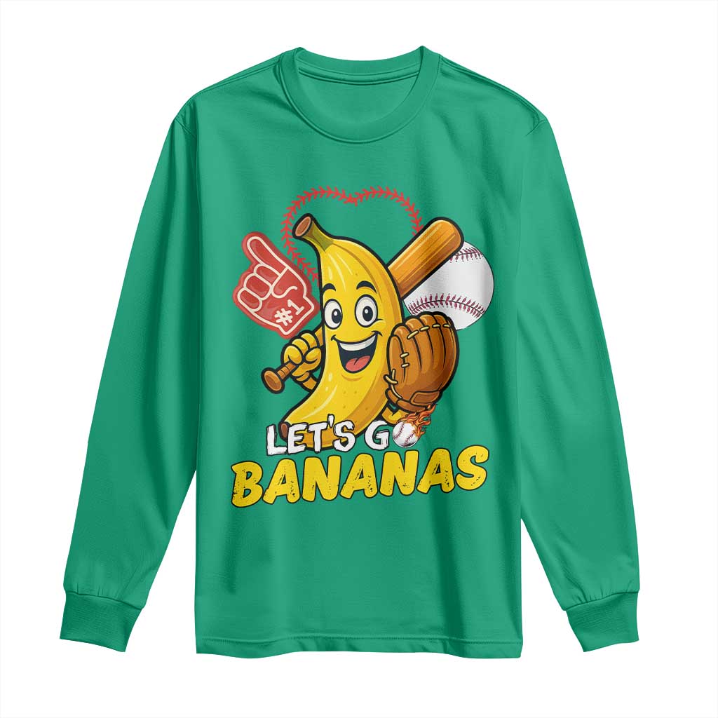 Funny Baseball Long Sleeve Shirt Lets Go Bananas Fruit Sports Lover Gift - Wonder Print Shop