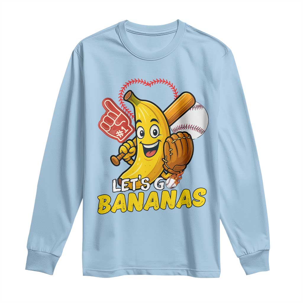 Funny Baseball Long Sleeve Shirt Lets Go Bananas Fruit Sports Lover Gift - Wonder Print Shop
