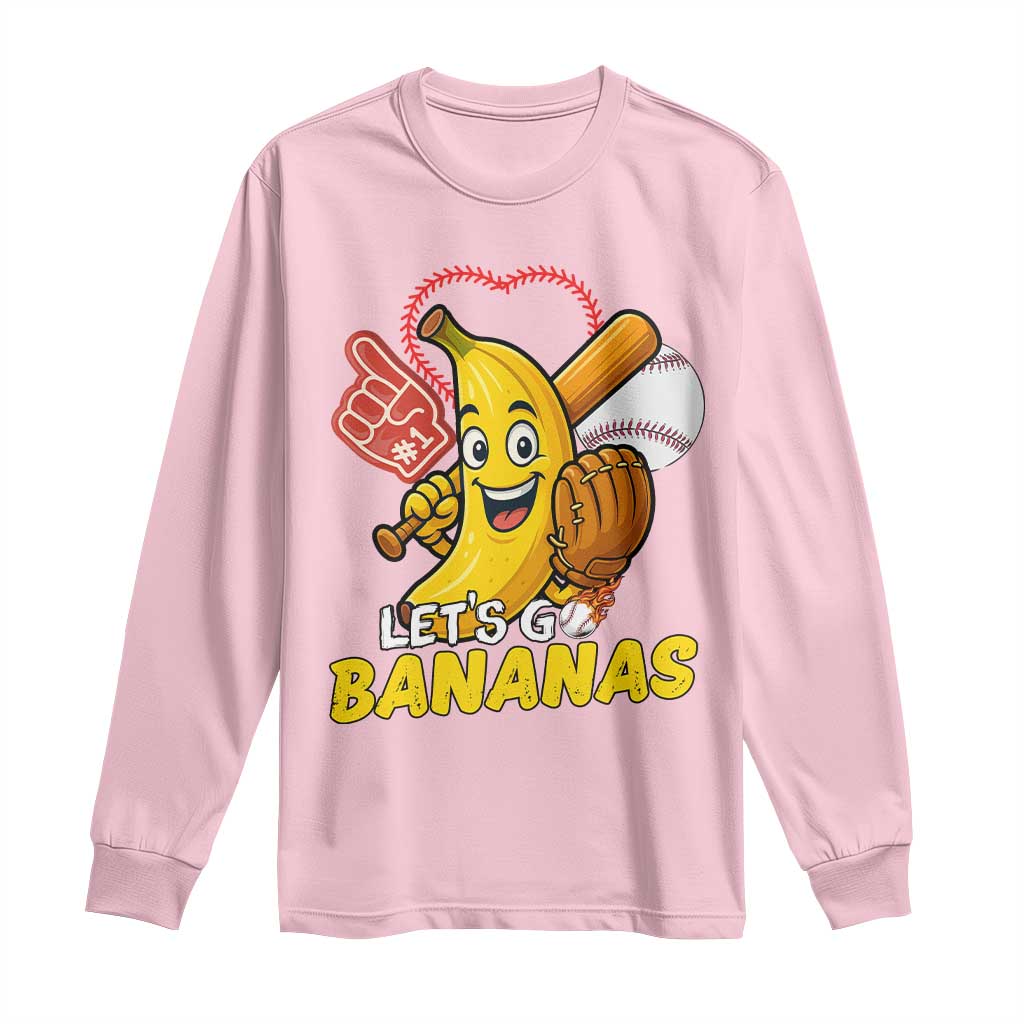 Funny Baseball Long Sleeve Shirt Lets Go Bananas Fruit Sports Lover Gift - Wonder Print Shop
