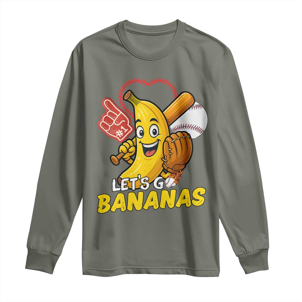 Funny Baseball Long Sleeve Shirt Lets Go Bananas Fruit Sports Lover Gift - Wonder Print Shop