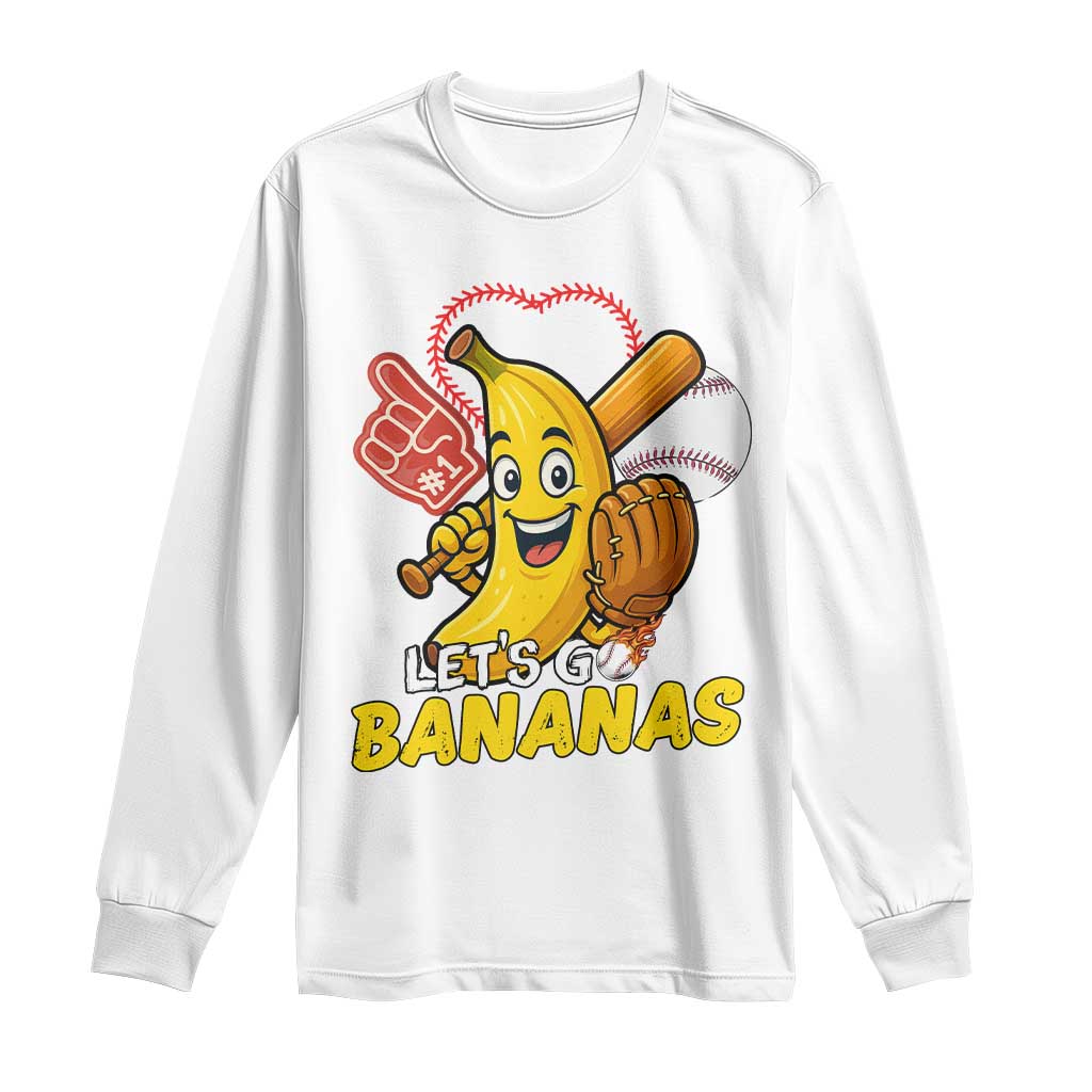 Funny Baseball Long Sleeve Shirt Lets Go Bananas Fruit Sports Lover Gift - Wonder Print Shop