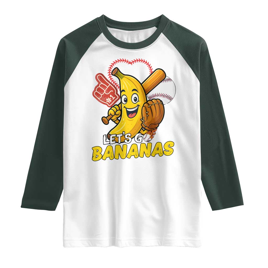 Funny Baseball Raglan Shirt Lets Go Bananas Fruit Sports Lover Gift - Wonder Print Shop