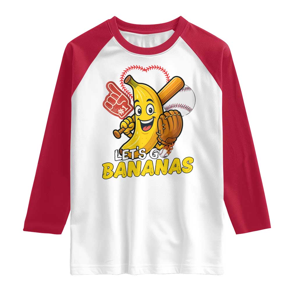 Funny Baseball Raglan Shirt Lets Go Bananas Fruit Sports Lover Gift - Wonder Print Shop