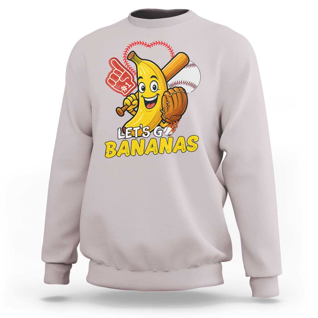 Funny Baseball Sweatshirt Lets Go Bananas Fruit Sports Lover Gift - Wonder Print Shop