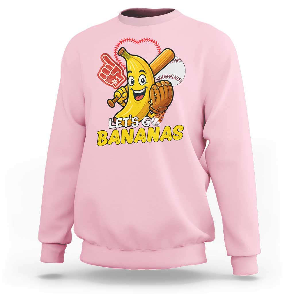 Funny Baseball Sweatshirt Lets Go Bananas Fruit Sports Lover Gift - Wonder Print Shop