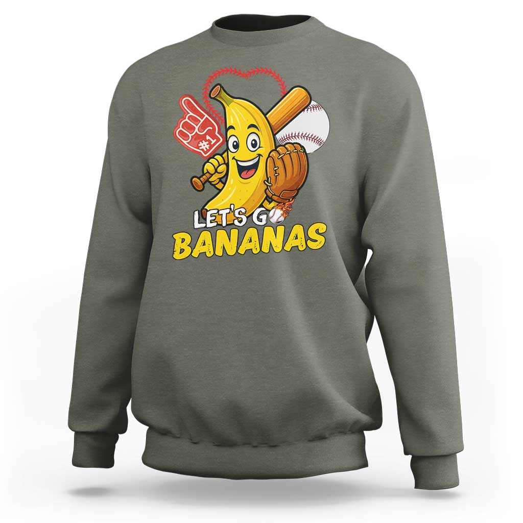 Funny Baseball Sweatshirt Lets Go Bananas Fruit Sports Lover Gift - Wonder Print Shop
