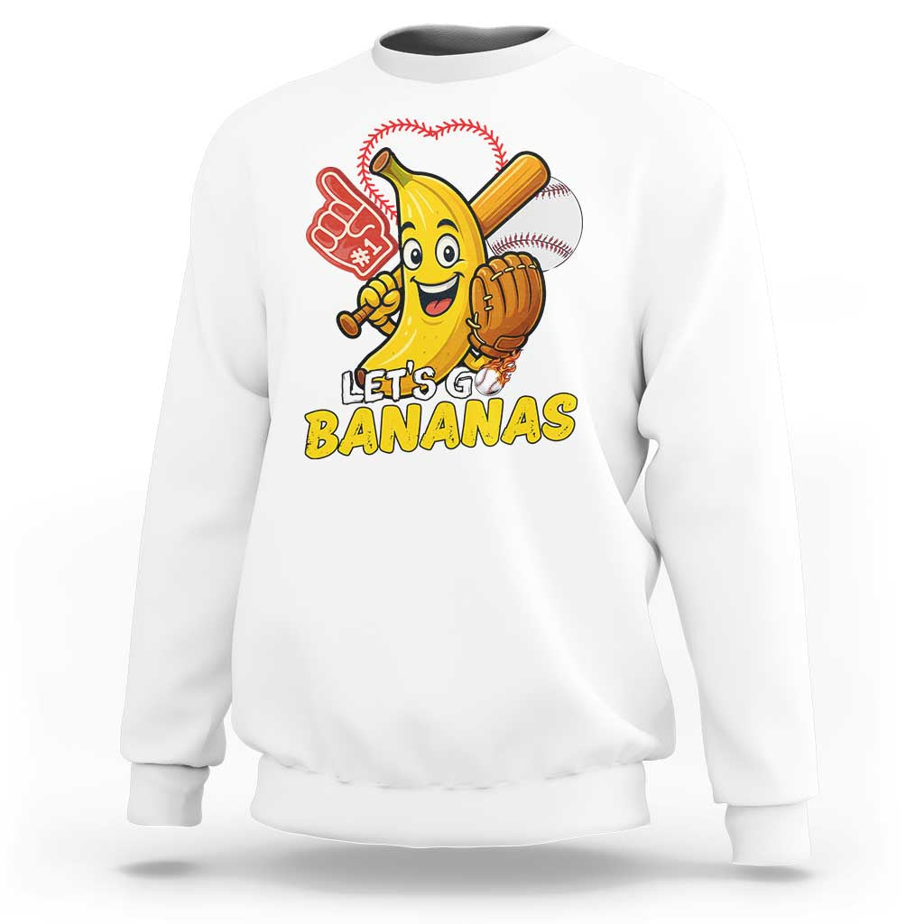 Funny Baseball Sweatshirt Lets Go Bananas Fruit Sports Lover Gift - Wonder Print Shop