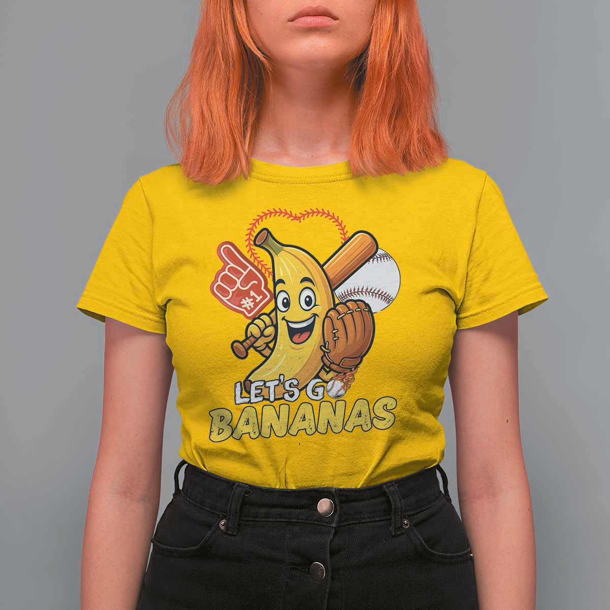 Funny Baseball T Shirt For Women Lets Go Bananas Fruit Sports Lover Gift - Wonder Print Shop
