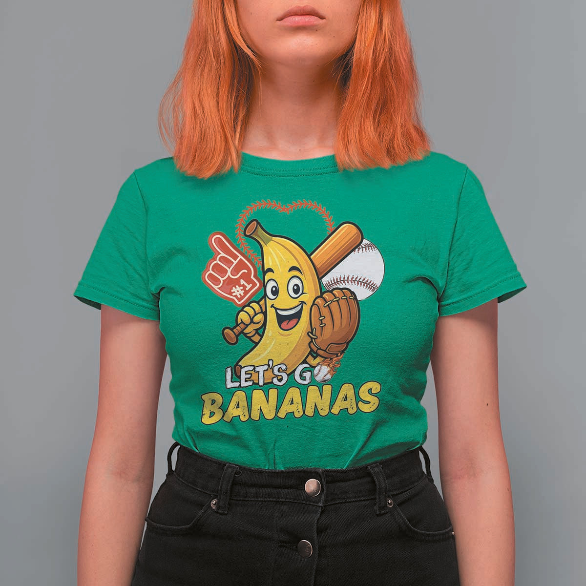 Funny Baseball T Shirt For Women Lets Go Bananas Fruit Sports Lover Gift - Wonder Print Shop