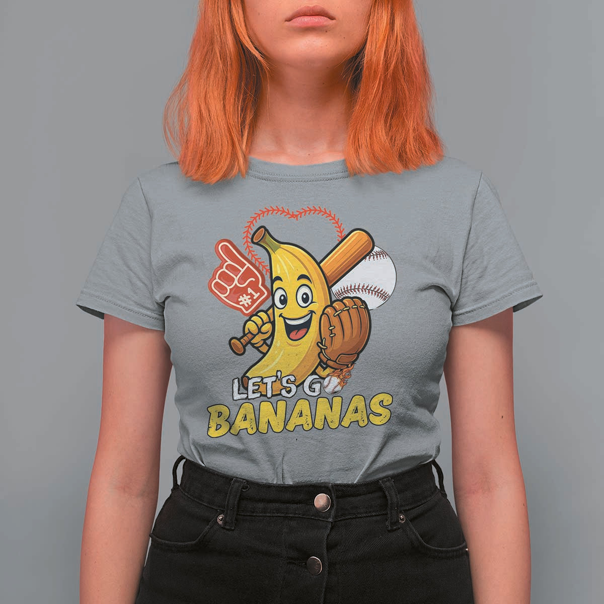 Funny Baseball T Shirt For Women Lets Go Bananas Fruit Sports Lover Gift - Wonder Print Shop