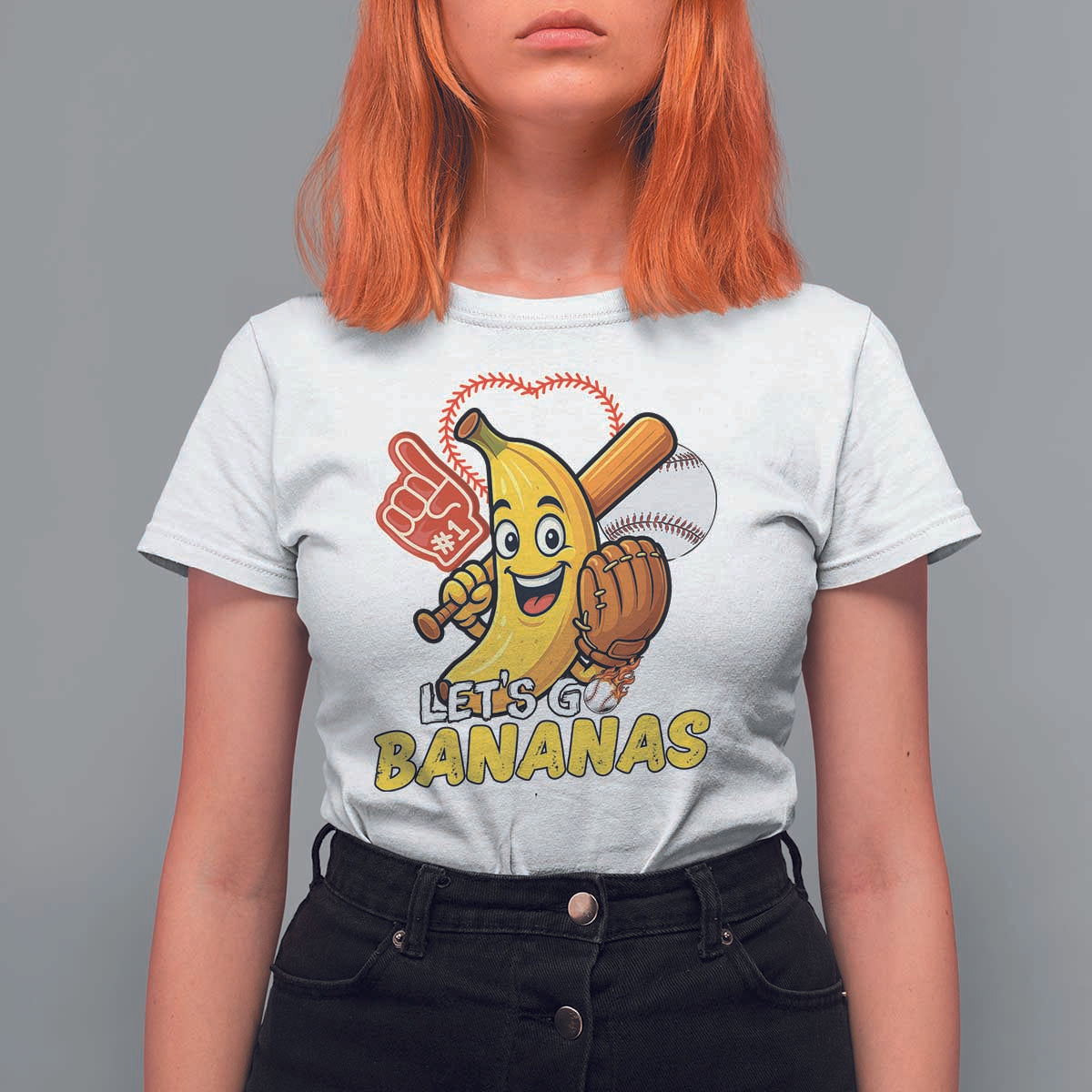 Funny Baseball T Shirt For Women Lets Go Bananas Fruit Sports Lover Gift - Wonder Print Shop