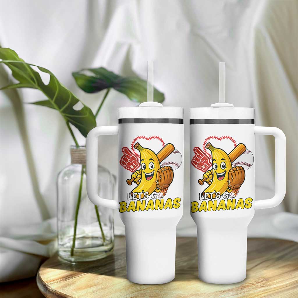 Funny Baseball Tumbler With Handle Lets Go Bananas Fruit Sports Lover Gift