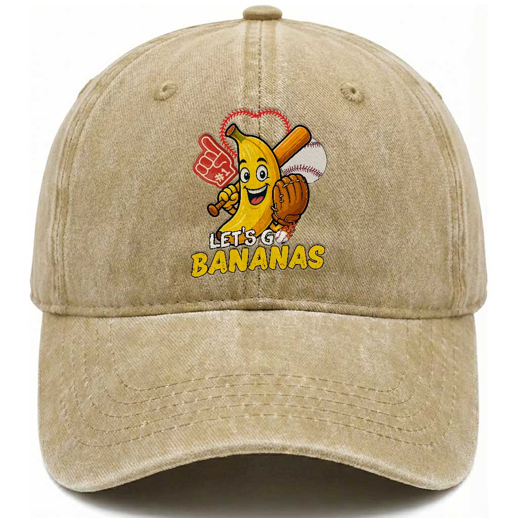 Funny Baseball Washed Cotton Baseball Cap Lets Go Bananas Fruit Sports Lover Gift