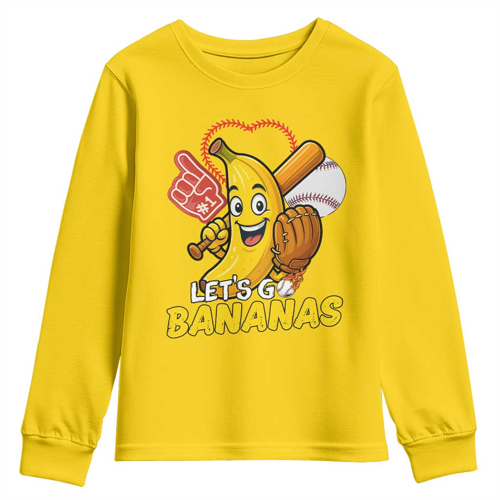 Funny Baseball Youth Sweatshirt Lets Go Bananas Fruit Sports Lover Gift - Wonder Print Shop