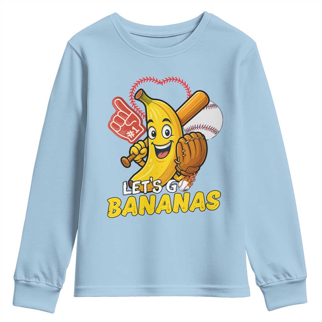 Funny Baseball Youth Sweatshirt Lets Go Bananas Fruit Sports Lover Gift - Wonder Print Shop