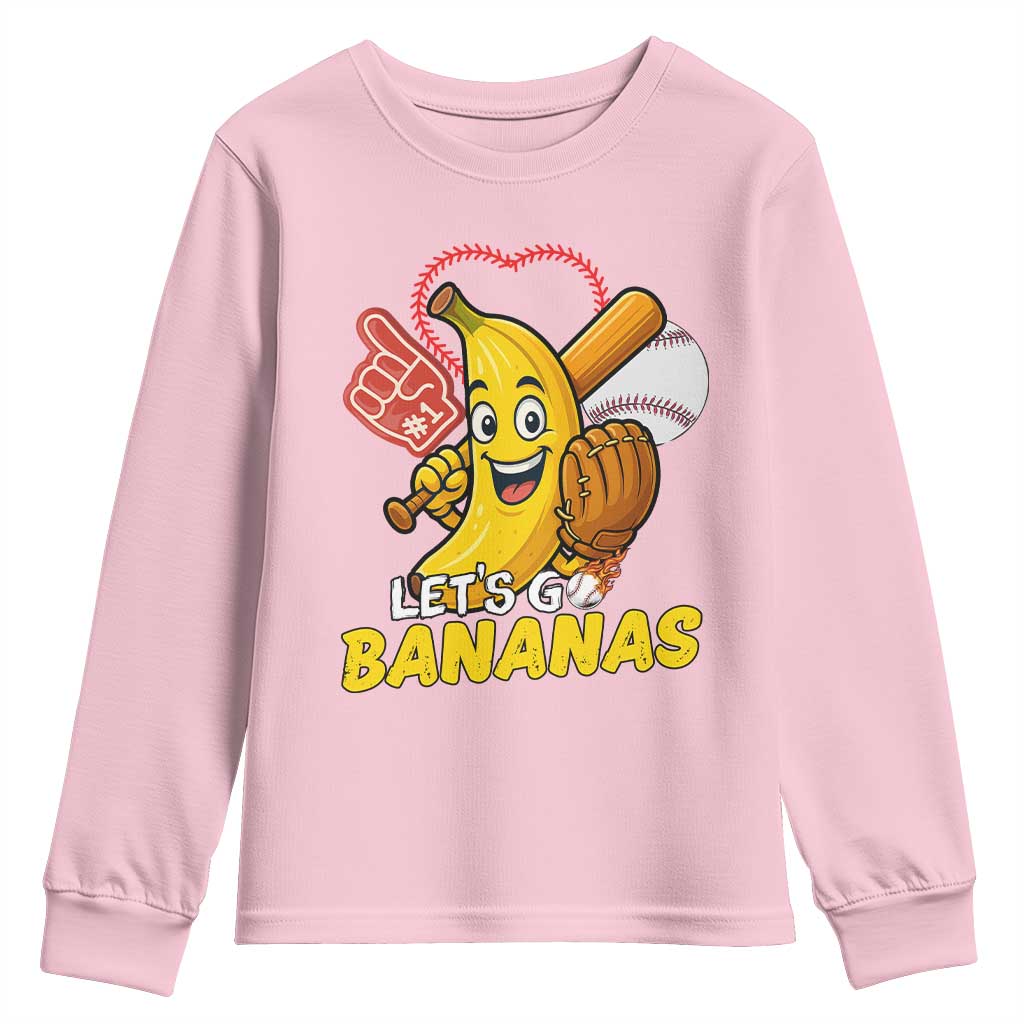 Funny Baseball Youth Sweatshirt Lets Go Bananas Fruit Sports Lover Gift - Wonder Print Shop