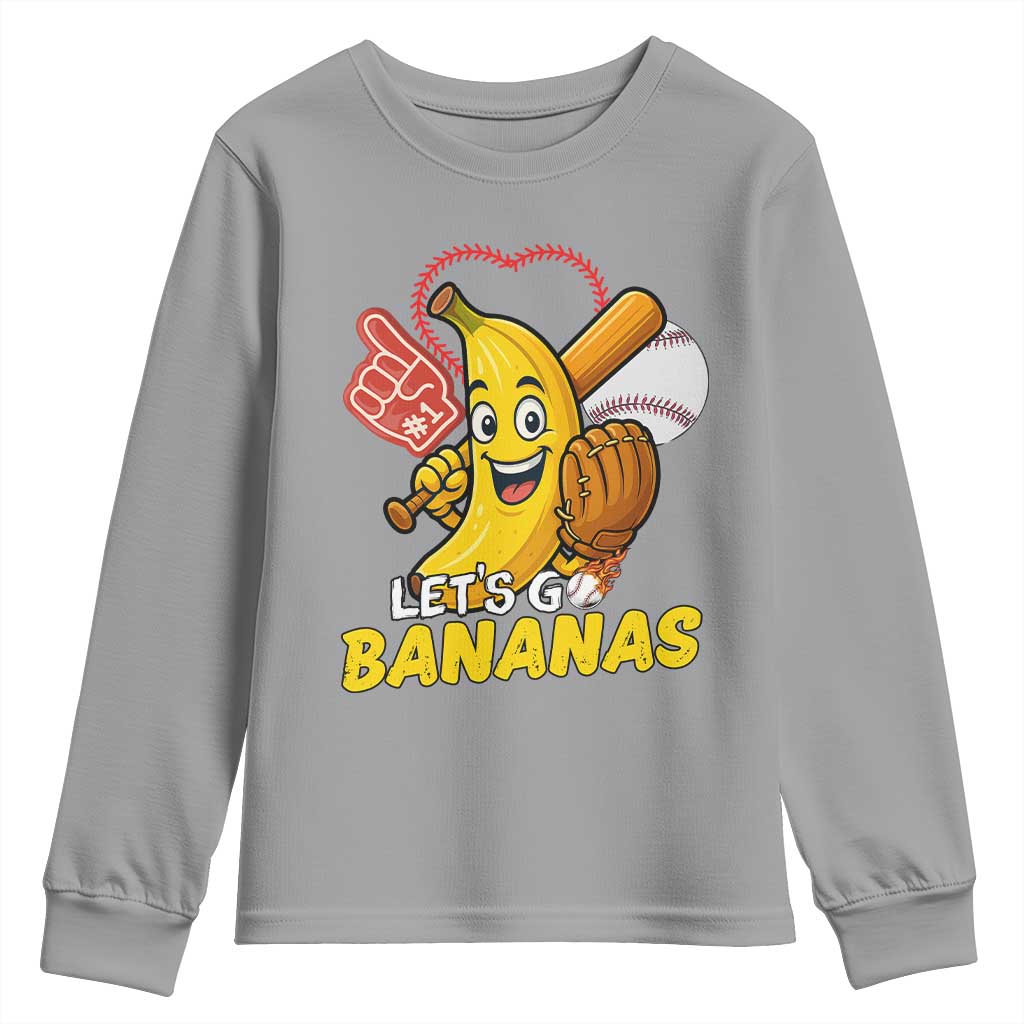 Funny Baseball Youth Sweatshirt Lets Go Bananas Fruit Sports Lover Gift - Wonder Print Shop