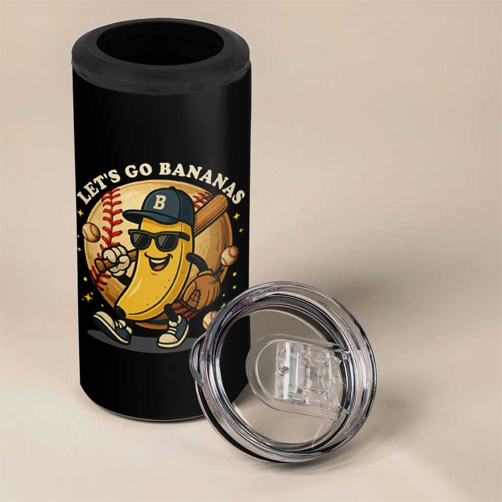 Funny Banana Baseball 4 in 1 Can Cooler Tumbler Sports Humor Banana Baseball