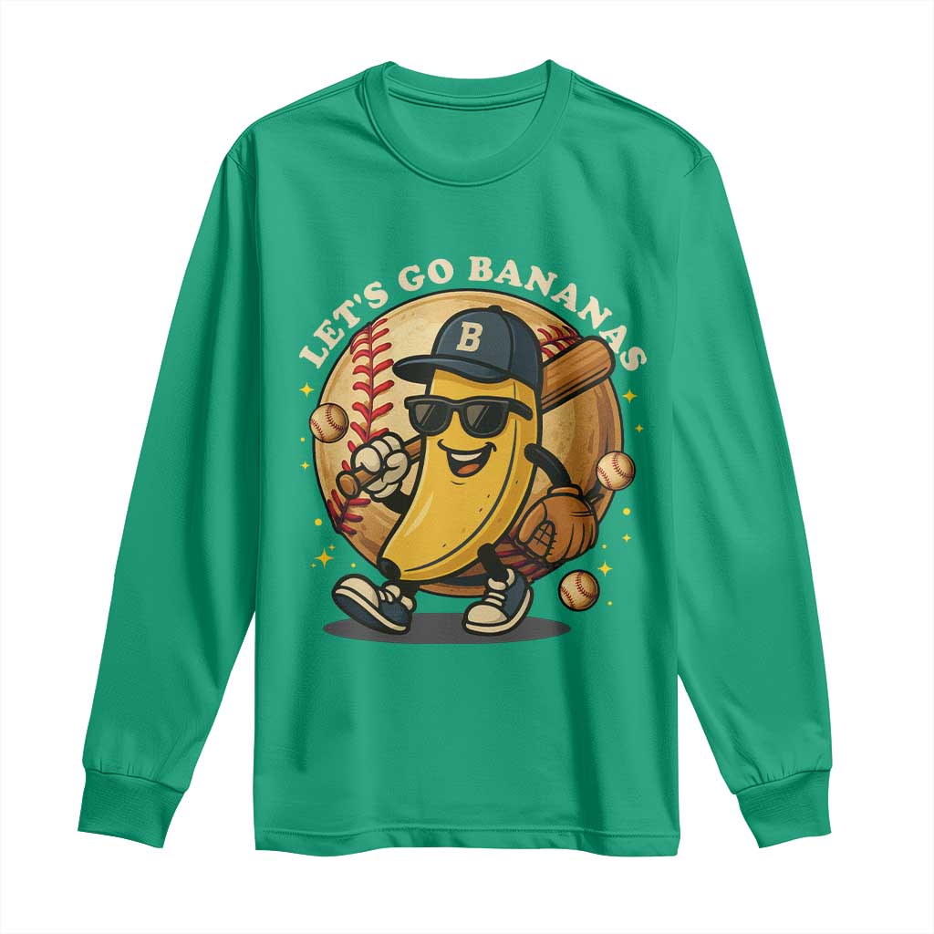 Funny Banana Baseball Long Sleeve Shirt Sports Humor Banana Baseball - Wonder Print Shop